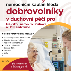 Nemocniční kaplan hledá dobrovolníky